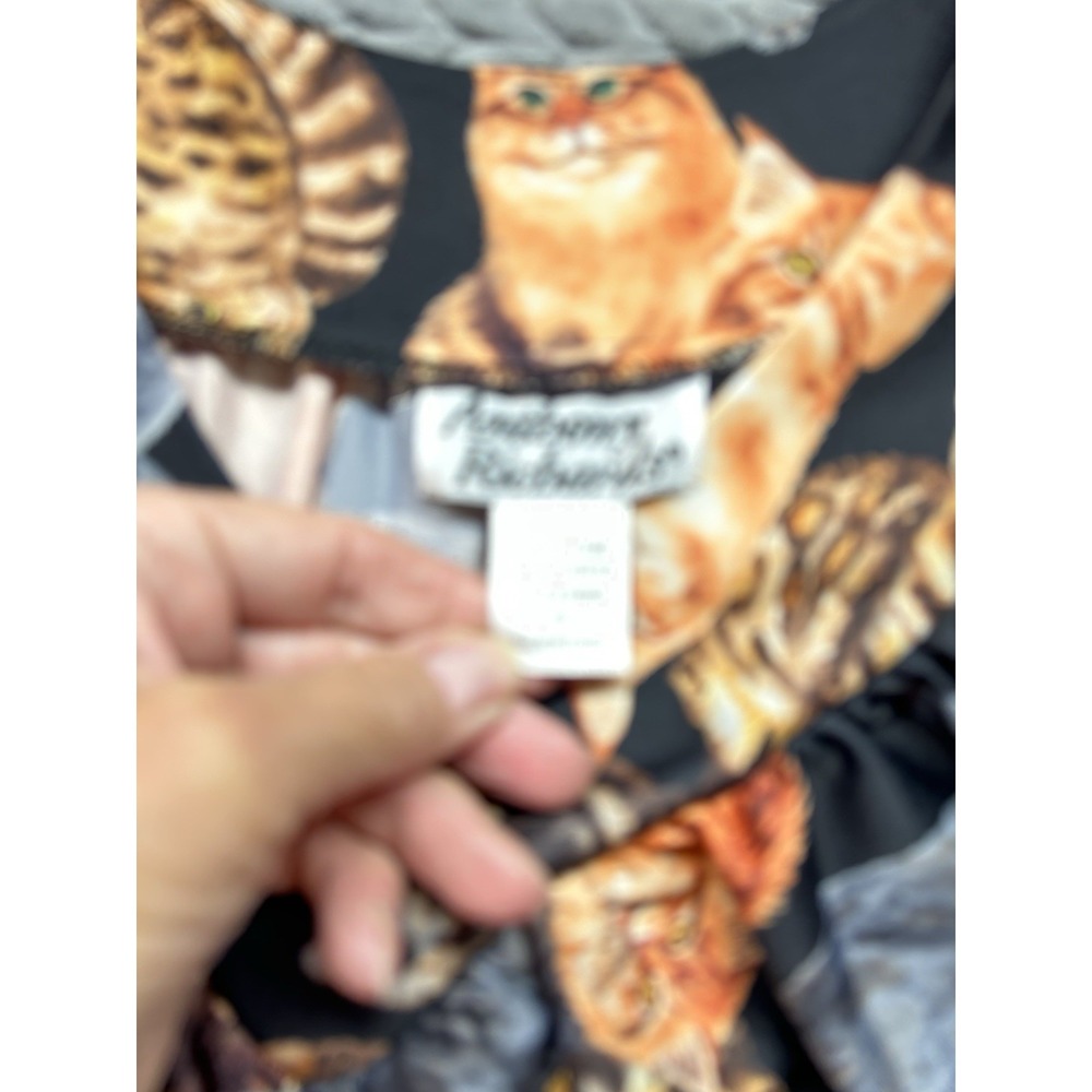 Womens Cat Print Blouse Top Black Orange Short Sleeve Kitty Novelty Shirt 2xl - Picture 4 of 6